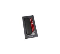 ELEGANZA STYLO PLUME/BILLE SATIN RED + ETUI CUIR MAGNET BOX