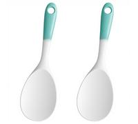 Elegaperma Lot de 2 cuillères à riz en silicone - 22,5 x 7 cm - Avec poignée résistante à la chaleur - Cuillères en silicone pour riz, purée de pommes de terre - Blanc