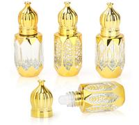 Elegauit Flacon Roll On Vide 6ml, Lot de 4 Flacons en Verre Roll On Rechargeables avec Bille pour Huiles Essentielles, échantillons de Parfum, Conteneurs de Voyage