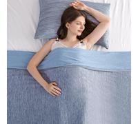 Elegear Couverture Rafraichissante d'été 2 en 1, Arc-Chill 3.0 Japonais Couverture Refroidissante Doux et Respirant Plaid Ete Légère en Coton pour Canape Lit Voyage Adulte Enfant, Bleu, 200x220cm