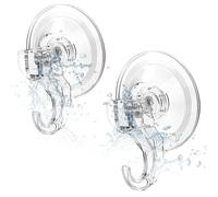 Elegear Lot de 2 Crochets à Ventouse 3 kg (max) pour Douche, Salle de Bain, Cuisine, Fenêtre, Crochets Amovibles en Plastique Très Résistants, Multi-usage pour Intérieur et Porte-serviette