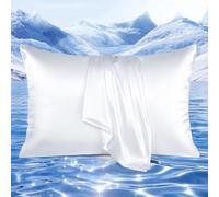 Elegear Lot de 2 Taie d'oreiller Rafraichissante, Arc-Chill 3.0 Housse Oreiller Fraîche Double Face Lisse et Brillant, Soin des Cheveux, Fermeture Zippée Invisible, Protège Oreiller 40x80, Blanc