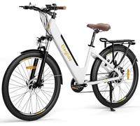 Eleglide Vélos électriques T1 Step-Thru, Vélo électrique de 27,5 Pouces,Batterie 36V 13Ah, écran LCD,7 Vitesses, E-Bike Urbain pour Adulte Homme Femme, VTC (Blanc)