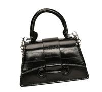 Elegnat Petit sac carré avec finition texturée et sangle en chaîne pour un usage quotidien et un événement social, accessoire de mode, Noir , One Size