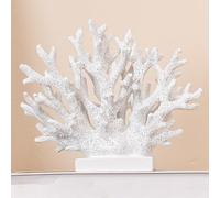 Elegondrar Statue de Corail Blanc de 14,7 cm de Haut, Statue de Corail en résine, décorations Nautiques pour la Maison, la Chambre, la Salle de Bain, Le Salon, la Plage, la côte, l'océan, étagère