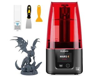 ELEGOO Mars 4 Imprimante 3D en résine avec purificateur d'air Ultra 9K monochrome LCD haute résolution et grand volume d'impression, grande taille d'impression de 195,84 mm x 122,4 mm x 150 mm