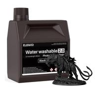ELEGOO Résine Imprimante 3D Lavable à l'Eau 2.0, Noir 2000g, Durcissement Rapide pour Imprimantes 3D LCD/DLP/MSLA, Resine Lavable à l'Eau 2.0 à Polymérisation UV 395-405 nm, Haute Durabilité