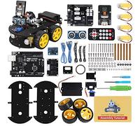 ELEGOO UNO R3 Kit de Voiture Robot Intelligent V4.0 Compatible avec Arduino IDE avec Module de Suivi de Ligne, Capteur Ultrasonique, Module IR, Kit Robotique Voiture Éducative STEM pour Enfant, Adulte