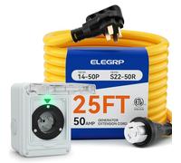 ELEGRP Cordon de générateur de 50 A 7,6 m et boîte d'entrée d'alimentation, boîte d'entrée de générateur pré-percée, NEMA 14-50P vers NEMA SS2-50R 6/3 + 8/1 STW Kit combiné étanche conforme aux normes