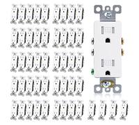 ELEGRP Decorator Lot de 50 prises murales résistantes aux inviolables 15 A, qualité résidentielle, auto-mise à la terre, 125 V, 2 pôles et 3 fils, 5-15R, certifié UL, blanc brillant