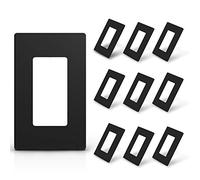 ELEGRP Lot de 10 plaques murales décoratives sans vis, taille standard, coque en thermoplastique incassable pour interrupteur de prise de courant décoratif, certifié UL (noir mat)