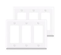 ELEGRP Lot de 2 plaques murales décoratives à 3 voies, taille standard, 11,5 cm H x 16,2 cm L, en thermoplastique incassable pour interrupteur de prise de courant décoratif, certifié UL (blanc