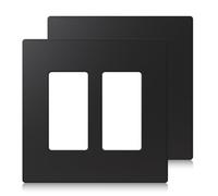 ELEGRP Lot de 2 plaques murales décoratives sans vis, taille moyenne, 12,4 cm de haut x 12,5 cm de long, en thermoplastique incassable pour prise de courant et interrupteur, certifié UL (noir mat)