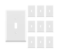 ELEGRP Toggle Lot de 10 plaques murales d'interrupteur 1 gang de grande taille en polycarbonate incassable certifié UL Vis assorties incluses Blanc brillant