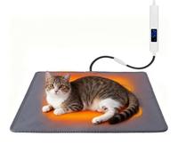 ELEGX Coussin chauffant pour animal de compagnie, 10 températures réglables, lit chauffant électrique imperméable avec interrupteur thermostat intelligent et cordon résistant à la mastication, tapis