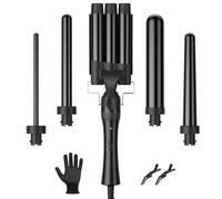 Boucleur a Cheveux 3 Tete à Température Réglable, Fers à Vagues avec Chauffage Rapide PTC, Fer à Friser Ceramique 10-32mm, Fer à Boucler 5 en 1 pour Cheveux Court Longs, 2 Clips, ELEHOT-Store