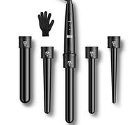 ELEHOT-Store Fer à Boucler Boucleur Céramique Fer à Friser 5 en 1 avec LCD Écran Multifonction Interchangeable boucleur a cheveux avec Gant ET-W301