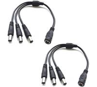 Eleidgs 2 PCS 5.5 x 2.1mm DC 0-24V 1 Female to 3 Male Y Splitter Cable DC Adapter Y-splitter Cable for LED Strip Light (15cm)
