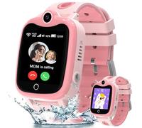 ELEJAFE 4G Montre Connectée Enfant, Montre GPS Enfant avec Téléphoniques et Appel Vidéo, Chat Familial, Mode Classe, Bouton SOS, IP68, Cadeau pour Filles et Garçons(Rose-GPS)