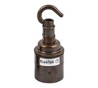 ElekTek Douille patère ES Edison à vis E27 et jupe lisse avec crochet accessoire Idéale pour les ampoules à filament vintage Laiton Aspect Vieilli