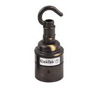 ElekTek Douille patère ES Edison à vis E27 et jupe lisse avec crochet accessoire Idéale pour les ampoules à filament vintage Laiton Aspect Vieilli Brossé
