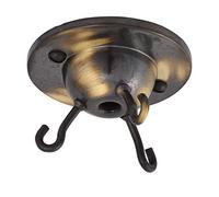 ElekTek Rosace de plafond à 3 crochets, appareils d’éclairage à plaque, luminaires, abat-jour inversés et chandeliers suspendus - Finis métalliques traditionnels Laiton Aspect Vieilli Brossé