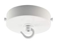 ElekTek Rosace de plafond à dessus plat de 100 mm de diamètre à patte de fixation et crochet. Idéale pour les appareils d’éclairage et chandeliers suspendus. Finis thermolaqués Blanc Éclatant