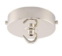ElekTek Rosace de plafond à dessus plat de 100 mm de diamètre à patte de fixation et crochet. Idéale pour les appareils d’éclairage et chandeliers suspendus. Finis métalliques Nickel