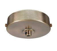 ElekTek Rosace de plafond à dessus plat de 100 mm de diamètre à patte de fixation et serre-câble. Idéale pour les ampoules à filament vintage suspendues. Finis métalliques Laiton Aspect Vieilli