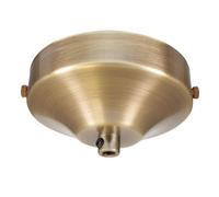 ElekTek Rosace de plafond concave de 100 mm de diamètre à patte de fixation et serre-câble. Idéale pour les ampoules à filament vintage suspendues. Finis métalliques Laiton Aspect Vieilli