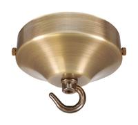 ElekTek Rosace de plafond concave de 100 mm de diamètre avec patte de fixation et crochet - pour les luminaires suspendus et les chandeliers - Finis métalliques et thermolaqués Laiton Aspect Vieilli