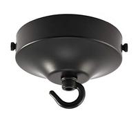 ElekTek Rosace de plafond concave de 100 mm de diamètre avec patte de fixation et crochet - pour les luminaires suspendus et les chandeliers - Finis métalliques et thermolaqués Noir de Jais