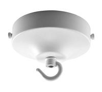 ElekTek Rosace de plafond concave de 100 mm de diamètre avec patte de fixation et crochet - pour les luminaires suspendus et les chandeliers - Finis métalliques et thermolaqués Blanc Éclatant