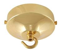 ElekTek Rosace de plafond concave de 100 mm de diamètre avec patte de fixation et crochet - pour les luminaires suspendus et les chandeliers - Finis métalliques et thermolaqués Laiton