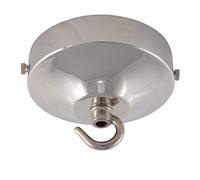 ElekTek Rosace de plafond concave de 100 mm de diamètre avec patte de fixation et crochet - pour les luminaires suspendus et les chandeliers - Finis métalliques et thermolaqués Nickel