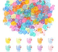 Elektheim Lot de 100 mini canards lumineux en résine colorée - Petits canards pour bricolage - Pour aquarium, maison de poupée, jardin miniature, artisanat, décoration en pot (10 couleurs)