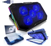Elektra-Ventilateur Accessoire-S Gamer Avec 5 Ventilateurs Et Led Bleu, Laptop Cooler, Support Ventilé Ordinateur Portable, Refroidisseur Pour Ordinateur, Refroidisseur Pro, Éclairage Rgb