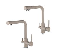 ElektraH 2pcs Robinet Cuisine 2 Modes Pulvérisation Mitigeur Monocommande Acier Inoxydable Froid et Chaud Évier Simple/Double