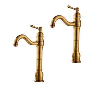 ElektraH 2pcs Robinet Salle Bain Haut Peut Pivoter à 360 °Mitigeur de Lavabo Robinet de Lavabo Rétro pour Salle de Bain Laiton