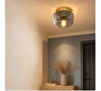 ElektraH Lampe de Plafond Moderne en Verre,16cm Plafonnier Intérieur Vintage Style Nordique E27 Luminaire Plafonnier Vintage.Gris