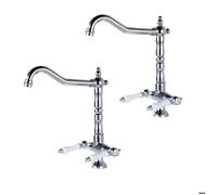 ElektraH Lot de 2 Robinet de Cuisine Poignée Double Mitigeur d'évier 3 Voies Chrome Argent