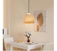 ElektraH Lustre en Bambou Vintage,20cm Lampe de Plafond Moderne Design Géométrie E27 Luminaire Style Bohème pour Cuisine Salon