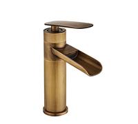 ElektraH Mitigeur Lavabo Cascade avec Bec Hauteur 12cm Robinet Lavabo Salle de Bain Retro Mitigeur Monocommande Lavabo Dore