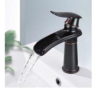 ElektraH Moderne Robinet Salle de Bain Cascade Design Elégant Robinet Lavabo Mitigeur Chaud et Froid avec G 3/8 Rotatif à 360 ° Noir