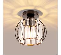 ElektraH Plafonnier Moderne,20cm Plafonnier en Cristal Industriel Abat-jour Design Semi-encastré E27 Mini Lampe Plafond pour Entrée