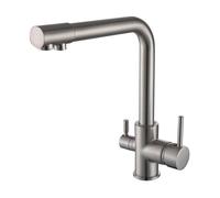 ElektraH Robinet Cuisine 2 Modes Pulvérisation Mitigeur Monocommande Acier Inoxydable Brossé Froid et Chaud Évier Simple/Double