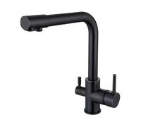 ElektraH Robinet Cuisine Mitigeur Monocommande Acier Inoxydable Chromé Noir 2 Modes Pivotant 360° Froid et Chaud