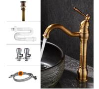ElektraH Robinet Salle Bain Haut Peut Pivoter à 360 °Mitigeur de Lavabo Robinet de Lavabo Rétro pour Salle de Bain Laiton Antique