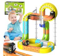 Elektrische Train Set,Clickrail Electric Train Set Flexible Race Track,Piste Résistante à la Gravité,Ensemble de Composants Modulaires avec Train de Noël Rechargeable USB pour Jeux Créatif (105 pcs)