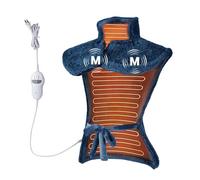 Elektrisches Heizkissen für Rücken, Nacken & Schulter - 2 Massage-Motoren - 2 Heizstufen & Timer - Abschaltautomatik - Schnelles Aufheizen - Weiches Flanell - Rückenwärmer & Nackenwärmer - Dunkelblau